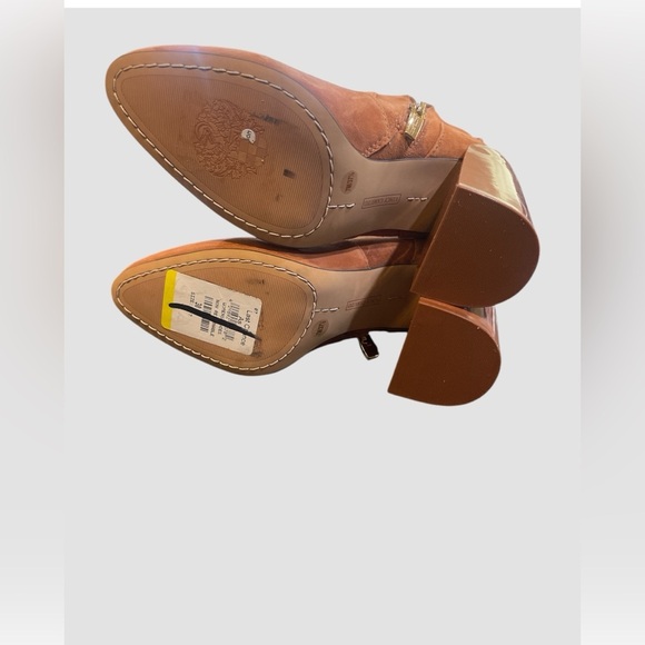 Vince Camuto Enverna Ankle Boots Women’s Size 7 Warm Caramel Leather Block Heel - Picture 8 of 8